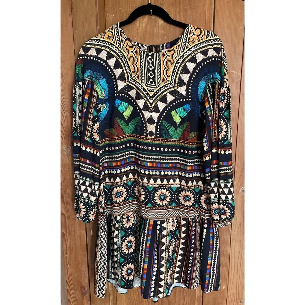 Farm Rio Carlotta abstract Patterned long sleeves tunic Dress - Picture 3 of 10